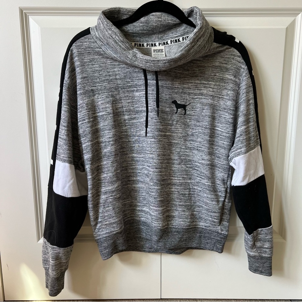 pink cowl neck sweatshirt